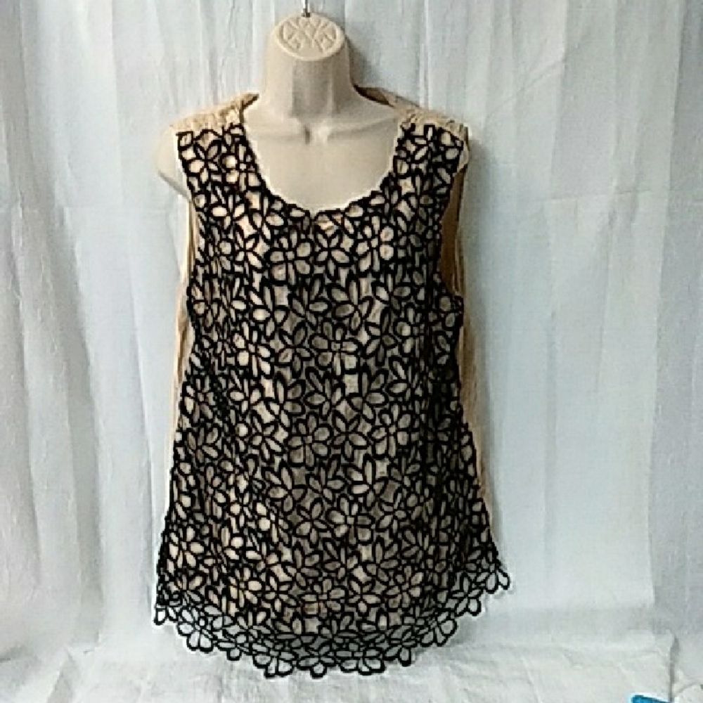 Lela Rose x Neiman Marcus x Target Black Guipure Floral Lace Overlay Tank XL